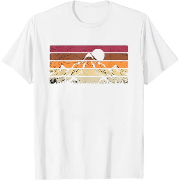 Womens Forest Mountain Outdoors Nature Wildlife Trees Retro Hiking T-Shirt White Small