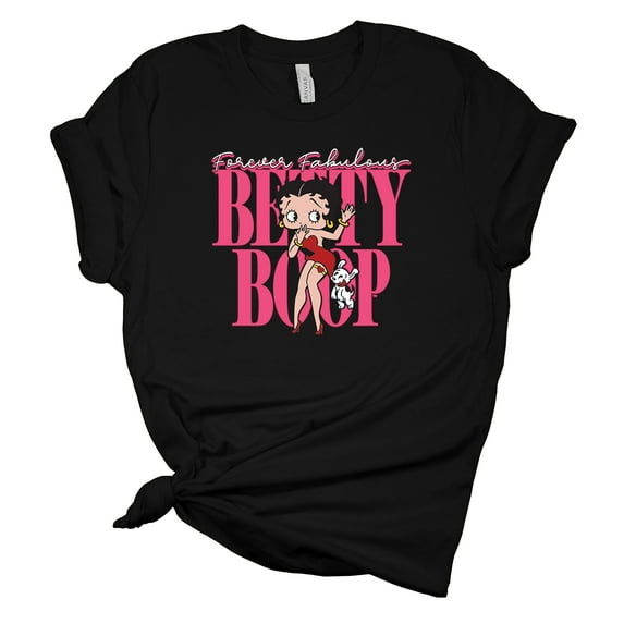 Womens Forever Fabulous Betty Boop Short Sleeve T-shirt Graphic Tee Graphic Tee-Black-xxl