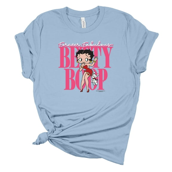 Womens Forever Fabulous Betty Boop Short Sleeve T-shirt Graphic Tee Graphic Tee-Light Blue-large