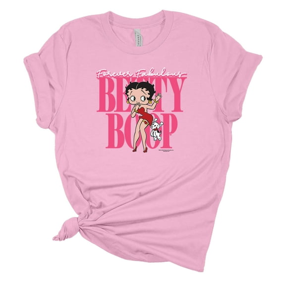 Womens Forever Fabulous Betty Boop Short Sleeve T-shirt Graphic Tee Graphic Tee-Pink-xl