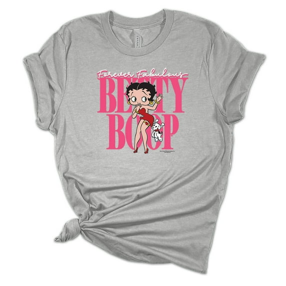 Womens Forever Fabulous Betty Boop Short Sleeve T-shirt Graphic Tee Graphic Tee-Sports Grey-xxl