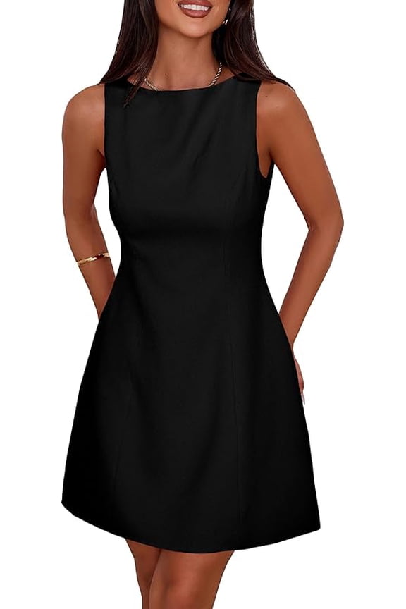 Womens Formal Short Dresses 2025 Summer Sleeveless Boat Neck A Line Elegant Mini Cocktail Party Dress