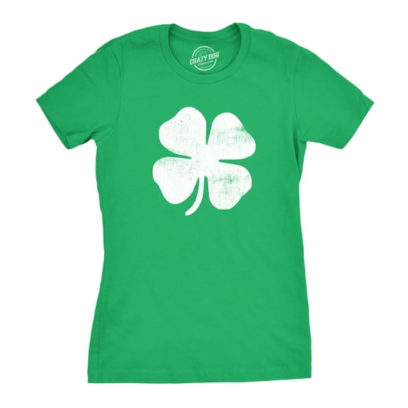 Womens Four Leaf Clover T Shirt Funny Saint Patricks Day Shamrock Lucky Green Womens Graphic Tees