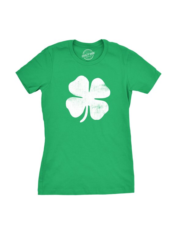 Womens Four Leaf Clover T Shirt Funny Saint Patricks Day Shamrock Lucky Green Womens Graphic Tees