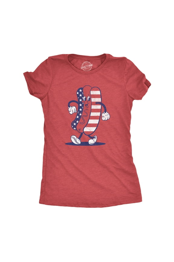 Womens Fourth Of July Hotdog T Shirt Funny Patriotic Cookout Grilling Tee for Ladies Womens Graphic Tees