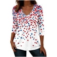 thumbnail image 1 of Womens Fourth of July Shirt 3/4 Sleeve Tunic Tops 250th Anniversary Usa Flag Shirt V Neck Casual Blouse Patriotic Outfit, 1 of 7