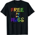 thumbnail image 1 of Womens Free Mom Hugs Messy Bun Rainbow LGBT Pride T-Shirt Black 2X-Large, 1 of 5