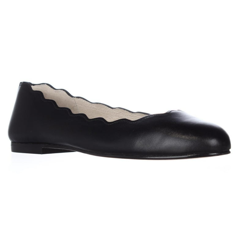 Womens French Sole FS NY Jigsaw Ballet Flats Black Leather