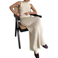 thumbnail image 1 of Womens French Two Piece Set Knit High Neck Vest and Midi Skirt Outfit Versatile Chic Beige L, 1 of 8