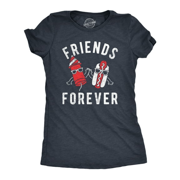Womens Friends Forever Firecracker Hot Dog T Shirt Funny Fourth Of July Party Cookout Fireworks Tee for Ladies Womens Graphic Tees