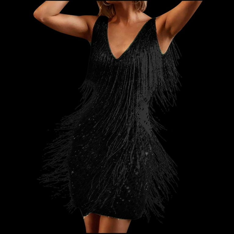 Sexy V-Neck Off Shoulder Harness Tassel Backless Short Dress Sexy V-Neck Off Shoulder Harness Tassel Backless Short Dress