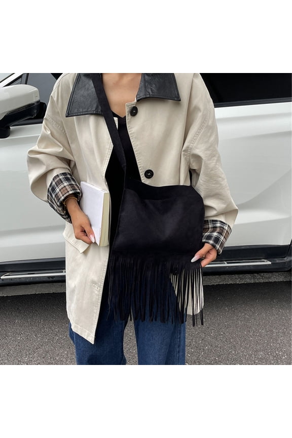 Womens Fringe Hobo Bags, Adjustable Strap Tassel Crossbody Bags, Hippie Western Purse Cowgirl Shoulder Bag, Small Square Handbag, Versatile Crossbody Bag