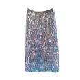 thumbnail image 1 of Womens Fringe Skirt Stretchy Sparkly Bodycon Tassel Trim Midi Skirt High Waist Clubwear Party Skinny Skirt Pink,XL, 1 of 6