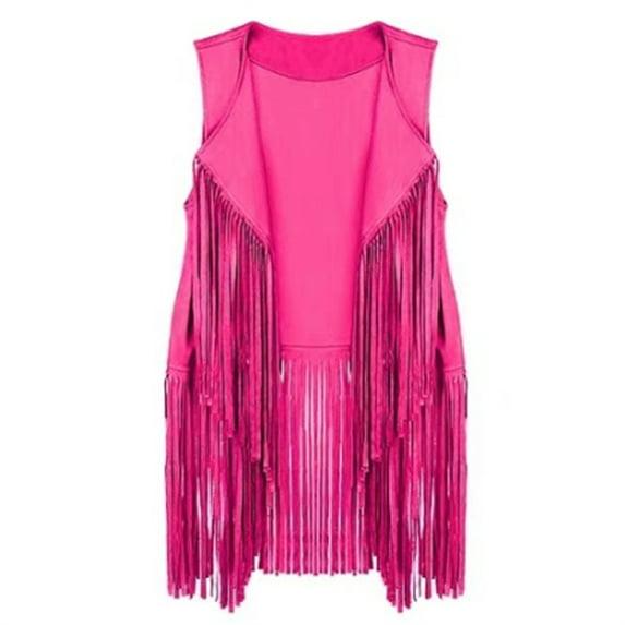 Womens Fringe Vest 70s Tassel Sleeveless Vest Cowgirl Vintage Western Faux Suede Fringe Vest Top Cardigan Jacket