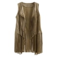 thumbnail image 1 of Womens Fringe Vest 70s Tassel Sleeveless Vest Cowgirl Vintage Western Faux Suede Fringe Vest Top Cardigan Jacket, 1 of 5