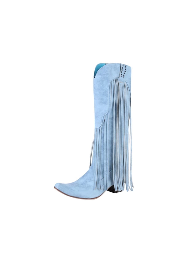 Womens Fringe Western Boots Lace Up Breathable Walking Sneakers Low Top Hidden Boots Fashion Hidden Heel Knee-High Boots