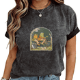thumbnail image 1 of Womens Frog and Toad Biking Print Tshirt Graphic Tees Shirts Washed Charcoal Book Lover Casual Daily Wear Gift Tops S-2XL, 1 of 5