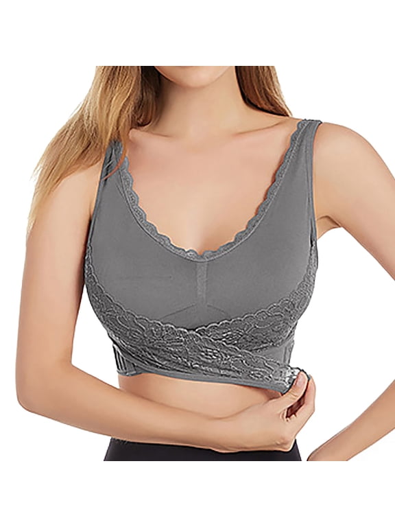 Women's Big & Tall Front Closure Racerback Unlined Underwire Full Coverage Bras, Gray