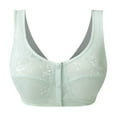 thumbnail image 1 of Womens Front Closure Bras Breathable Bra No Underwire Everyday Bras Convenient Wireless Bra Compression Comfort Bra Full Coverage Bra with Adjustable Straps,Green,46, 1 of 5