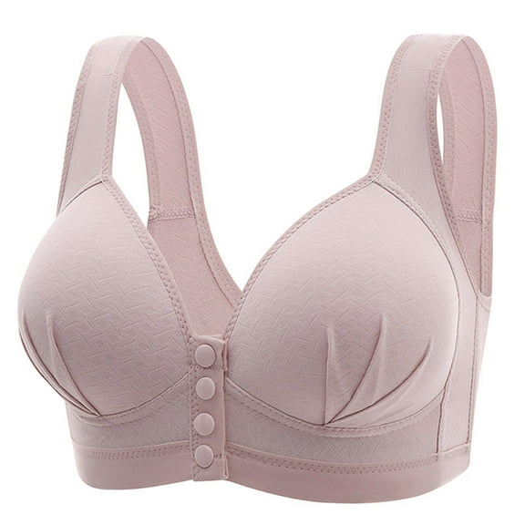 Womens Front Closure Bras, Daisy Bras for Older Women Front Closure Cotton Comfortable Bra Plus Size No Underwire Front Snap Bra Full Coverage S-3XL