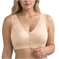 thumbnail image 1 of Womens Front Closure Bras Plus Size Breathable Summer Bralettes Old Women Full Coverage Padded Modest Bras Beige, 36BCD, 1 of 7