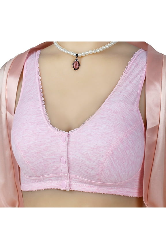 Womens Front Closure Snap Tshirt Bras No Underwire Lightweight Push up Bralettes Full Coverages Wide Straps Everyday Underwear New Comfortable Bras for Women Pinky 3XL