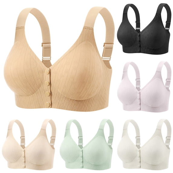Womens Front Closure Wireless Bra, Full Coverage Lightly Lined Bra with Adjustable Straps, Womens Plus Bra | VerBelle,White 3XL