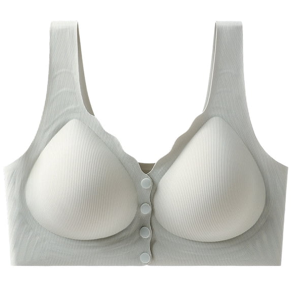 Womens Front Snap Closure Bras Padded Wireless Soft Seamless Bralettes Comfortable Full Cup Push up Lingerie