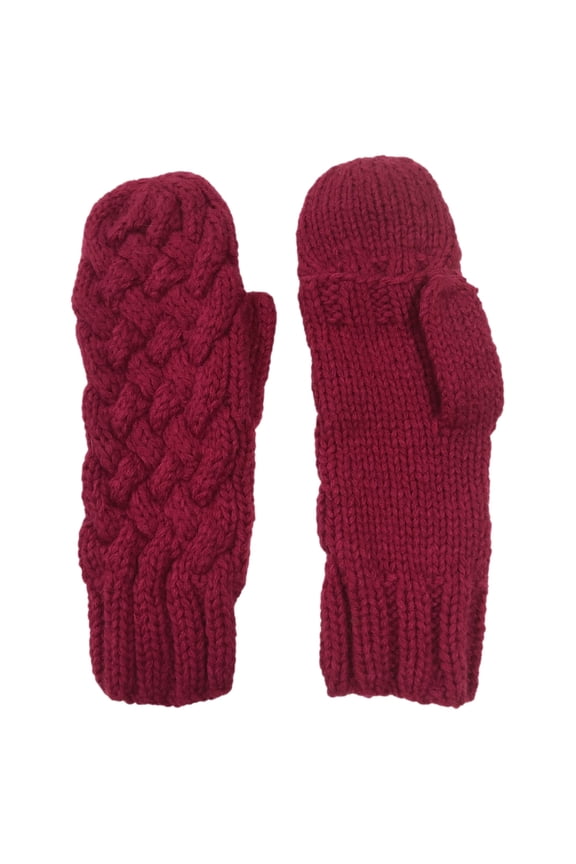 Womens Fuchsia Pink Knit Convertible Mittens