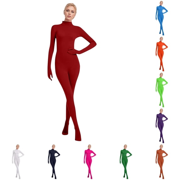 Womens Full Body Catsuit - Seamless Spandex Zentai Bodysuit for Dance Stage Performance Halloween Cosplay