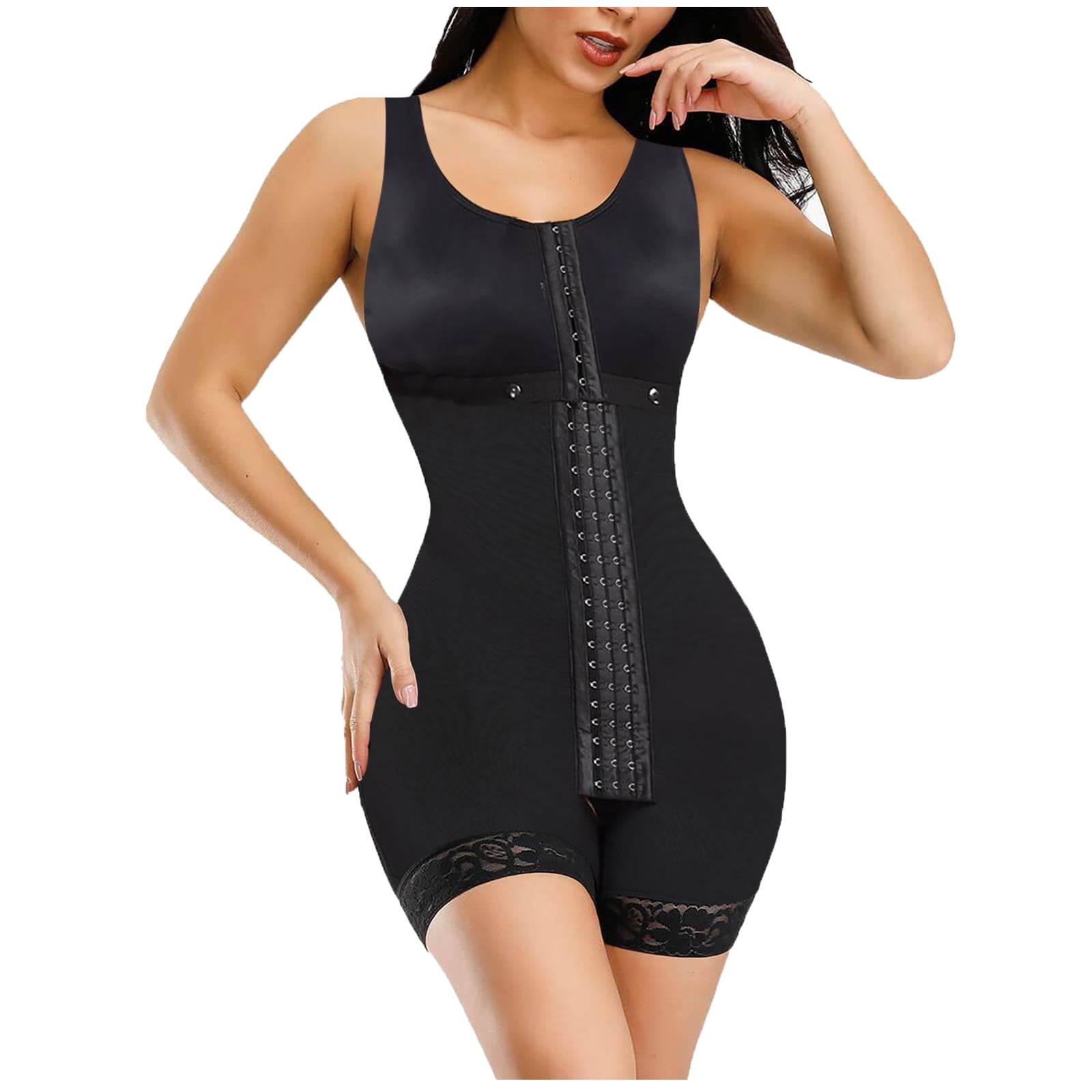 Womens Full Body Suit U-Neck Vest Breasted Surgeries Lace