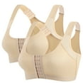 thumbnail image 1 of Womens Full Coverage Bras, 2 Pack Post Surgery Bra Front Closure Compression Bra Wirefree Mastectomy Bra with Wide Straps S-5XL, 1 of 4