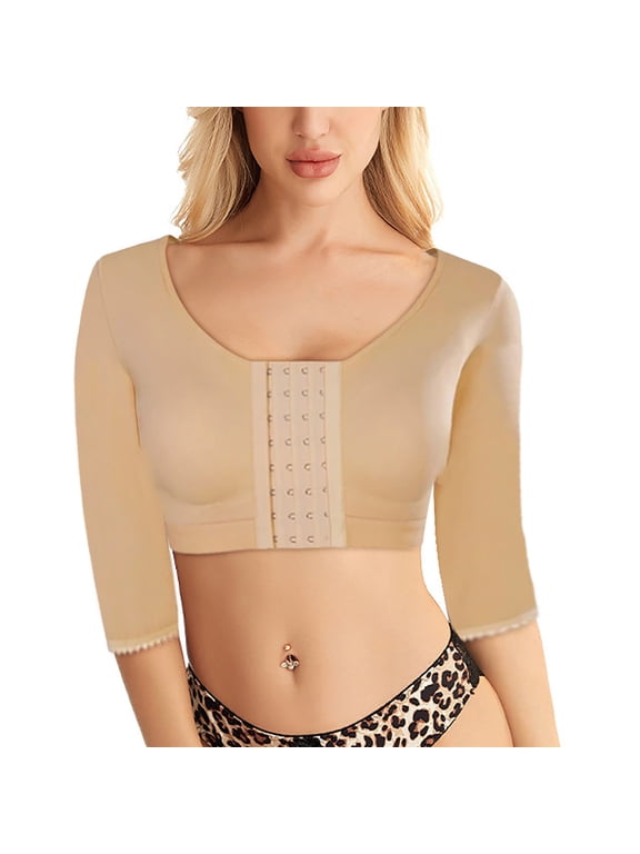 Womens Full Coverage Bras, Arm Shaper for Women Post Surgery Arm Lipo Compression Sleeves Slimming Arm Front Closure Shapewear Bra Plus Size S-5XL