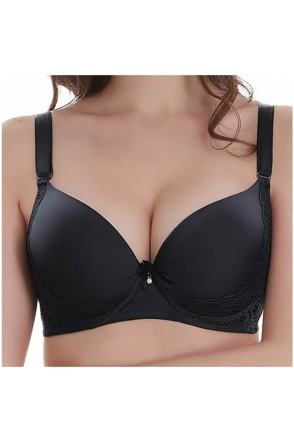 Womens Full Coverage Underwire Lace Bra Unlined Supportive T-Shirt Everyday Bras for Women Plus Size D/DD Black,Size 80D