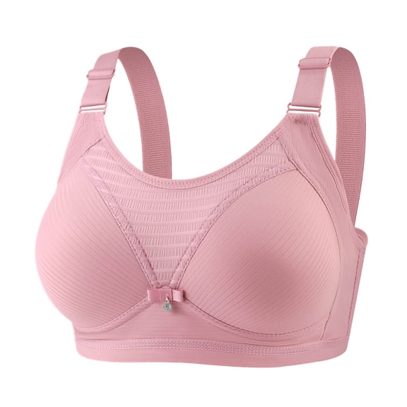 Womens Full Coverages No Underwire Bra Casual Cozy Soft Breathable Everyday Seamless Underwear Pinky XXL