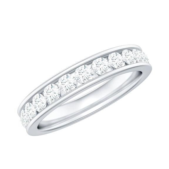 Rosec Jewels Certified Moissanite Eternity Ring for Women - Moissanite Wedding Band - D-VS1 Quality, 925 Sterling Silver, US 4.00