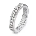 thumbnail image 1 of Womens Full Eternity Diamond Wedding Band, Baguette Cut Channel Set Diamond Band, 14K White Gold Plated, 1.6 Ct Simulated Diamond, 1 of 4