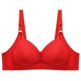 thumbnail image 1 of Womens Full-Figure Bra Women's Push up Bras Wireless Full Cover Bra Adjustable Strappy Comfortable Bra Wirefree Plus Size Bralettes Everyday Brassiere Back Smoothing Bra Lace Padded Bras Red XXL, 1 of 6
