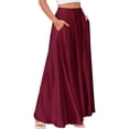 thumbnail image 1 of Womens Full Length Formal Maxi Skirt, Satin A line Skirt Trendy Dress Perfect for Special Evening to Party Guest Prom Party Outfits, 1 of 4