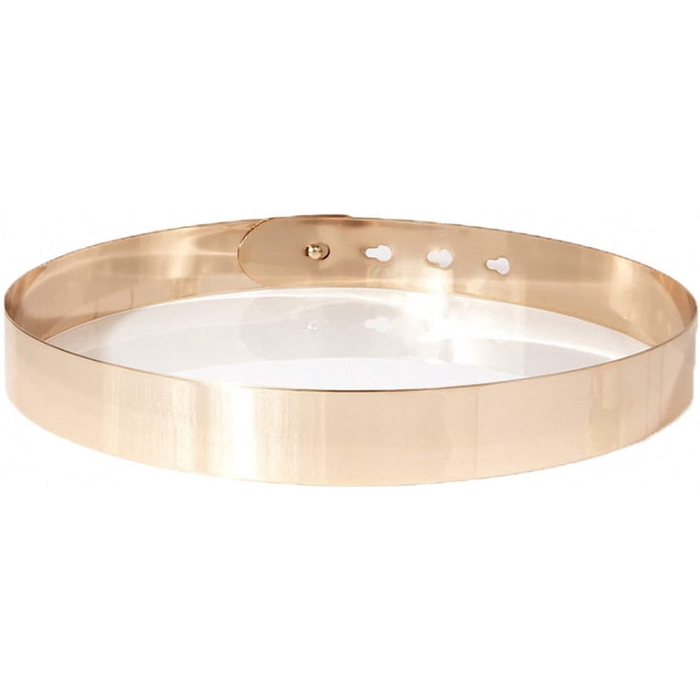 Unbranded Metal Plate Belt Women OS Gold Good Mirror Finish Adjust Chain 26-33in XZQTIVE Metal Waist Belt Women Shiny Polished Mirror Gold  main image 4