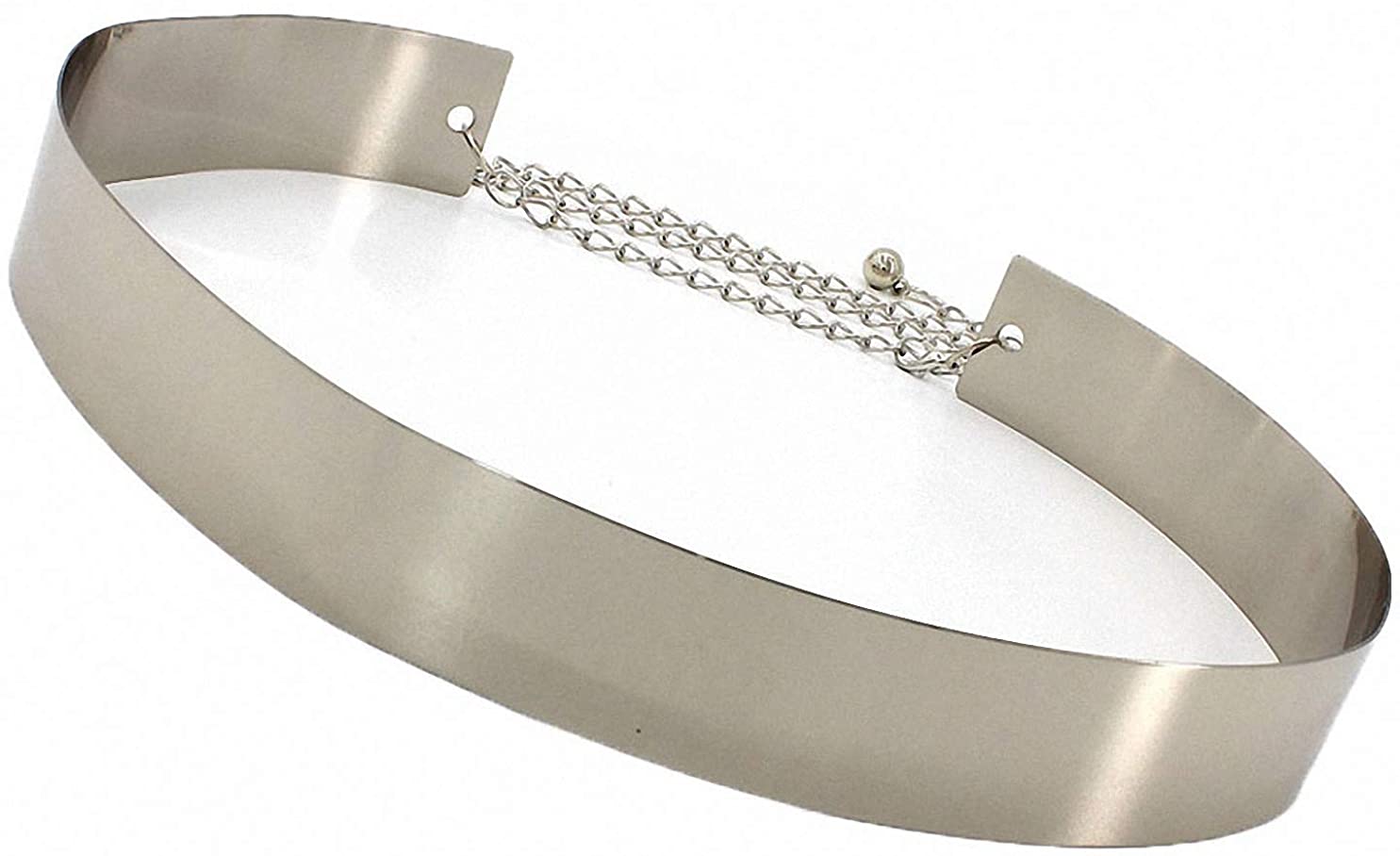 Womens Full Metal Sleek Mirror Plate Waistband Belt Chain 
