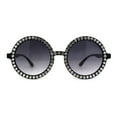 thumbnail image 1 of Womens Full Rhinestone Wizard Round Circle Lens Plastic Sunglasses Black Clear Smoke, 1 of 4