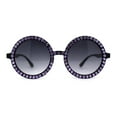 thumbnail image 1 of Womens Full Rhinestone Wizard Round Circle Lens Plastic Sunglasses Black Lavender Smoke, 1 of 4