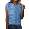 thumbnail image 1 of Womens Full Sequin Tops Sparkle Glitter Blouses Short Sleeve Shirts Dressy Party Concert Outfits, 1 of 5