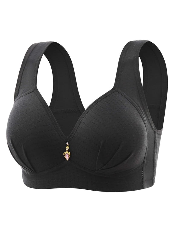 Womens Full Support Bras, Plus Size Push Up Bras for Women Hide Back Fat Smoothing Bra No Underwire Wide Strap Full Coverage Everyday Bras 36-46