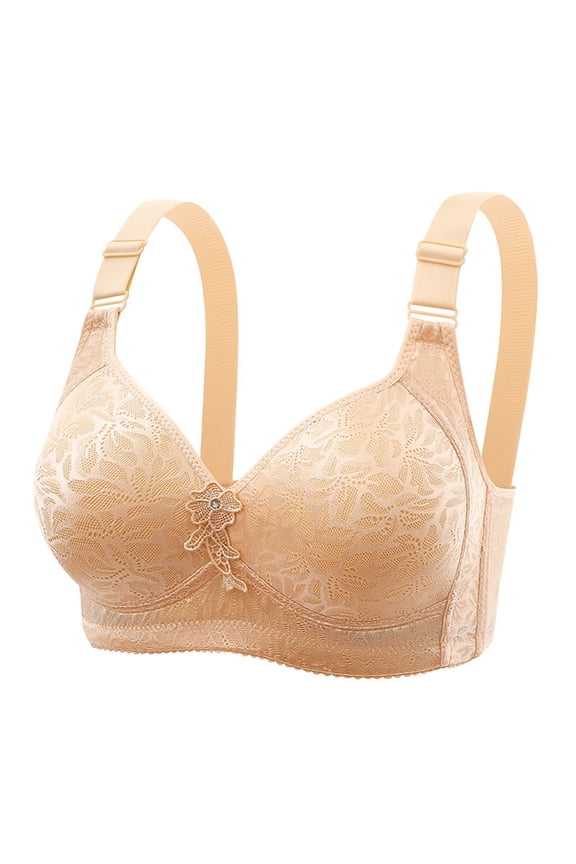 Womens Full Support Bras, Push Up Bras for Women Plus Size Floral Lace Underwire Soft Cup Everyday Bra Full Coverage 36BD-46BC