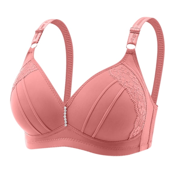 Womens Full Support Bras, Womens Seamless Bras No Underwire Push Up V Neck Wireless Bralettes with Soft Support Full Coverage Floral Lace Bra S-3XL