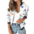 thumbnail image 1 of Womens Full Zip Bomber Jackets with Pockets Floral Print Long Sleeve Casual Fall Coat Outerwear Lightweight (S, Orange 01), 1 of 7
