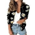 thumbnail image 1 of Womens Full Zip Bomber Jackets with Pockets Floral Print Long Sleeve Casual Fall Coat Outerwear Lightweight (XL, Black 02), 1 of 7