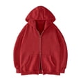 thumbnail image 1 of Womens Full Zip Casual Hoodies Double Side Zipper Sweatshirts Hooded Jackets with Pocket Fall Winter Hoodie L, 1 of 3